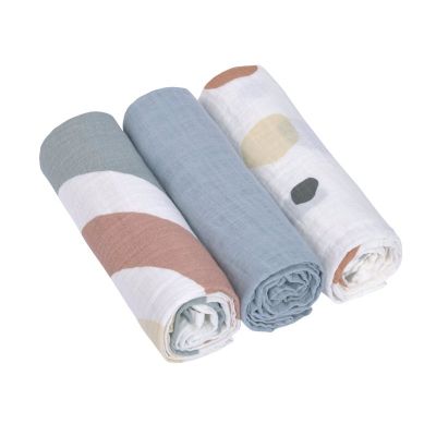 Lässig Swaddle &amp; Burp Blanket L Rainbow Powder Blue 85 x 85 cm