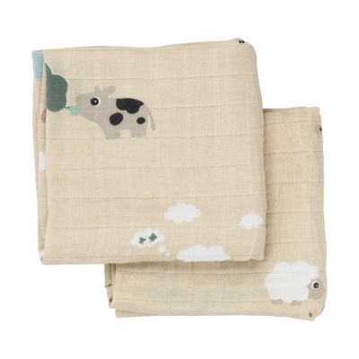 Done By Deer Tiny Farm Multidoek - 2-Pack - Sand 