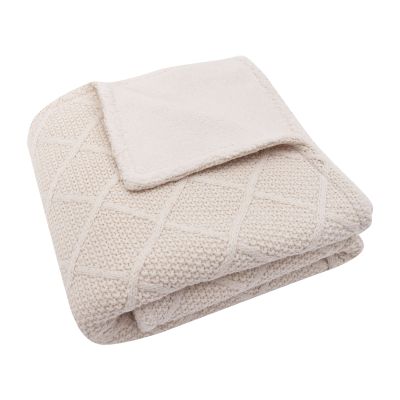 Jollein Wiegdeken Check Knit Oatmeal / Teddy Fleece 75 x 100 cm