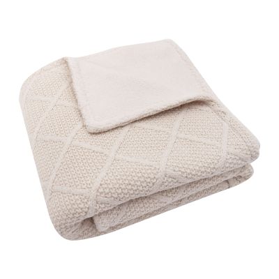 Jollein Ledikantdeken Check Knit Oatmeal / Teddy Fleece 100 x 150 cm