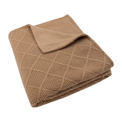 Jollein Ledikantdeken Check Knit Biscuit / Teddy Fleece 100 x 150 cm