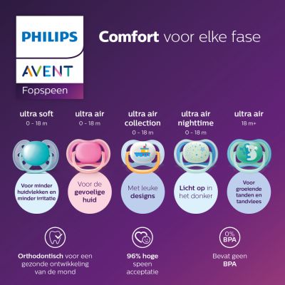 Philips Avent Fopspeen Ultra Soft Groen Oranje 0-6mnd (2 stuks) SCF091/03