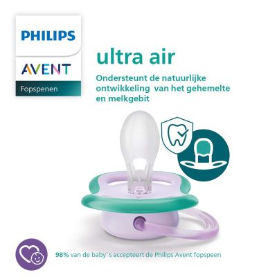 Philips Avent Fopspeen Ultra Air Sun / Rainbow - Purple 0-6mnd (2 stuks) SCF085/59
