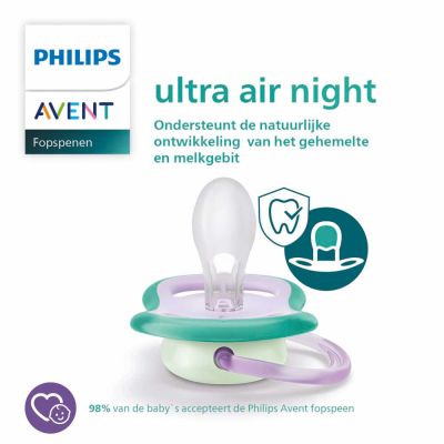 Philips Avent Fopspeen Ultra Air Nighttime Firefly / Dreams 0-6mnd (2 stuks) SCF376/19
