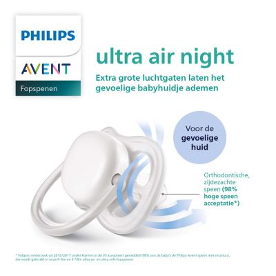 Philips Avent Fopspeen Ultra Air Nighttime Star / Owl 0-6mnd (2 stuks) SCF376/18
