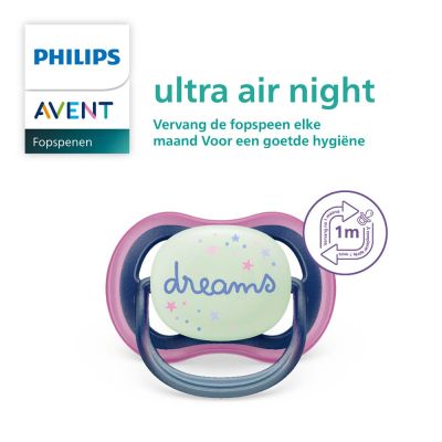 Philips Avent Fopspeen Ultra Air Nighttime Star / Dreams 6-18mnd (2 stuks) SCF376/14
