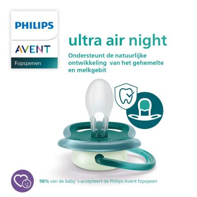 Philips Avent Fopspeen Ultra Air Nighttime Star / Moon 6-18mnd (2 stuks) SCF376/13
