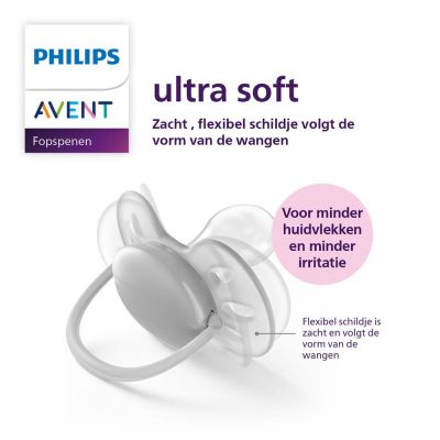 Philips Avent Fopspeen Ultra Soft Light Grey / Pink 0-6mnd (2 stuks) SCF091/31
