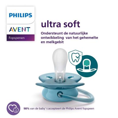 Philips Avent Fopspeen Ultra Soft Blue / Grey 6-18mnd (2 stuks) SCF091/17
