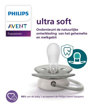 Philips Avent Fopspeen Ultra Soft Blue / Grey 6-18mnd (2 stuks) SCF091/17
