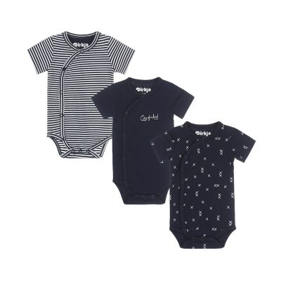 Dirkje Romper Korte Mouw 3-Pack Navy/Offwhite 50-56