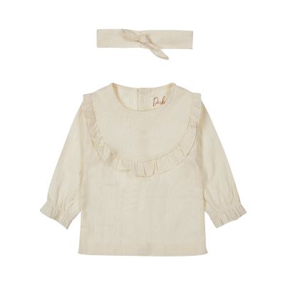 Dirkje Blouse Lange Mouw + Haarband Off White