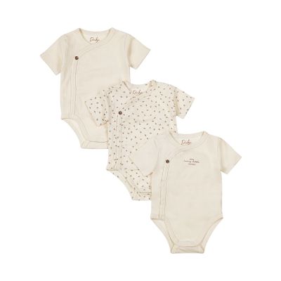 Dirkje Romper Overslag Korte Mouw Off White 3-Pack