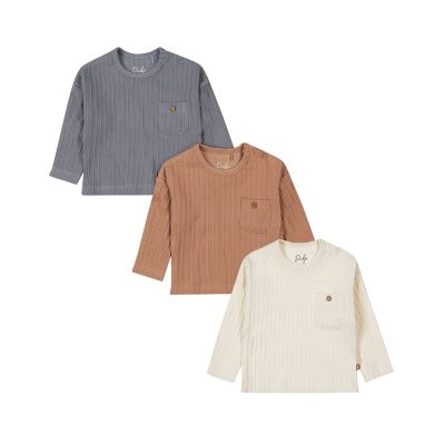 Dirkje T-Shirt Lange Mouw Multi Colour Blue 3-Pack 68