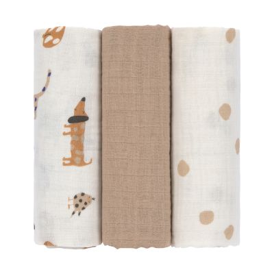 Lässig Swaddle &amp; Burp Blanket L Little Mateys 85 x 85 cm 3-Pack